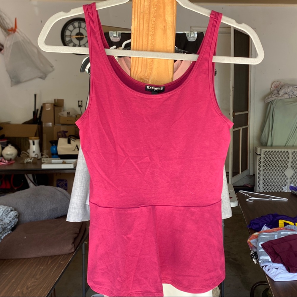 Express Red Fitted Crop Tank Top